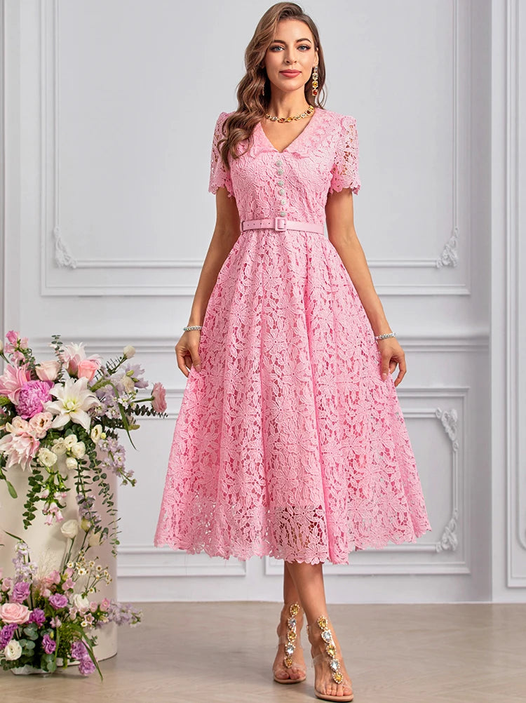 DRESS STYLE - SY1446-Midi Dress-onlinemarkat-Pink-XS - US 2-onlinemarkat