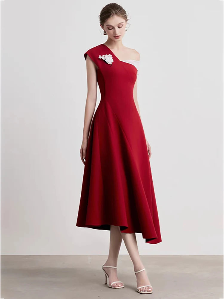 DRESS STYLE - SY1379-Midi Dress-onlinemarkat-Red-XS - US 2-onlinemarkat