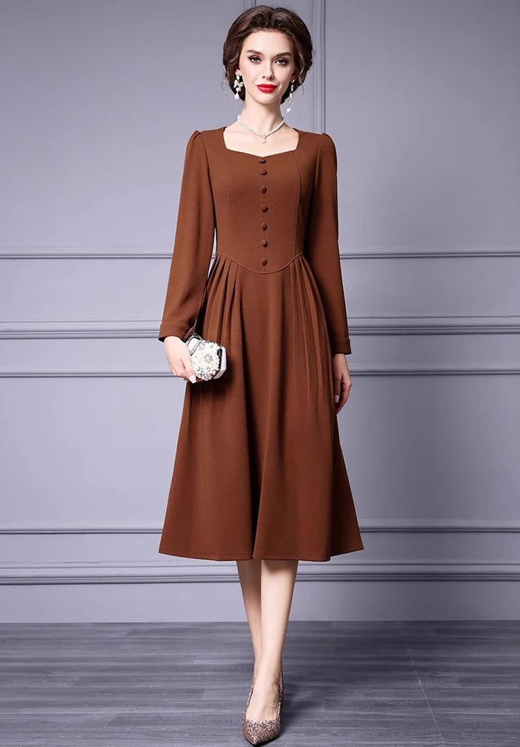 DRESS STYLE - SY1396-Midi Dress-onlinemarkat-Champagne-XS - US 2-onlinemarkat