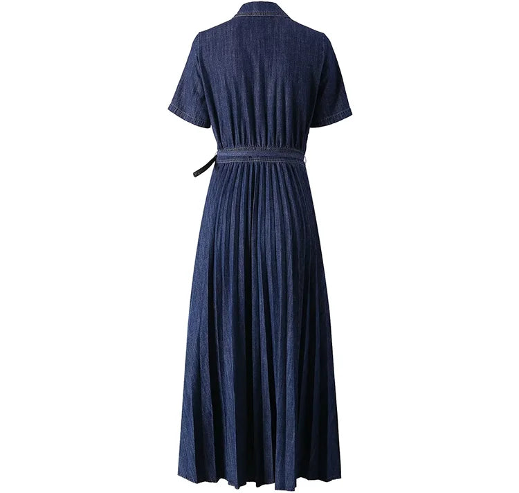 DRESS STYLE - SY1319-Midi Dress-onlinemarkat-Navy Blue-XS - US 2-onlinemarkat