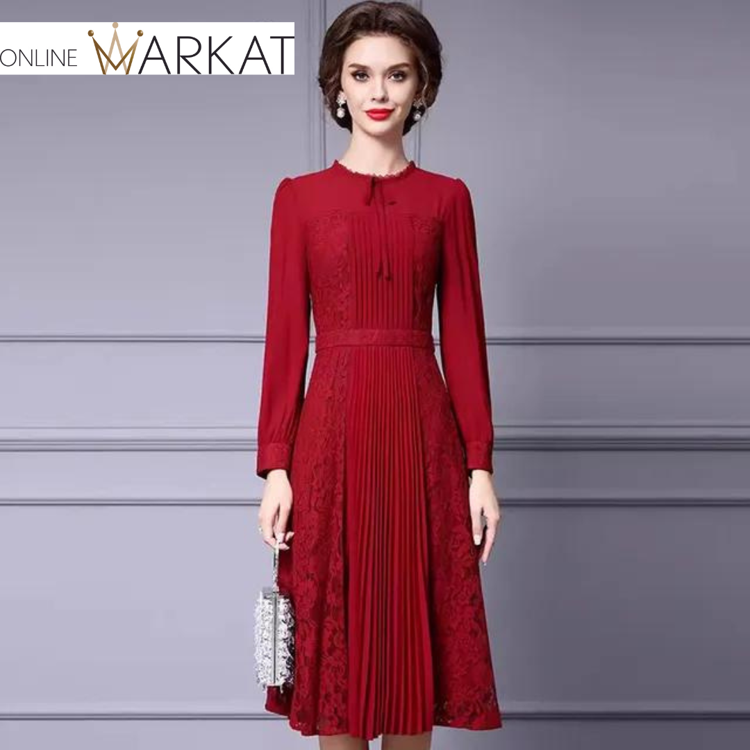 DRESS STYLE - SY1346-Midi Dress-onlinemarkat-Claret-XL - US 10-onlinemarkat