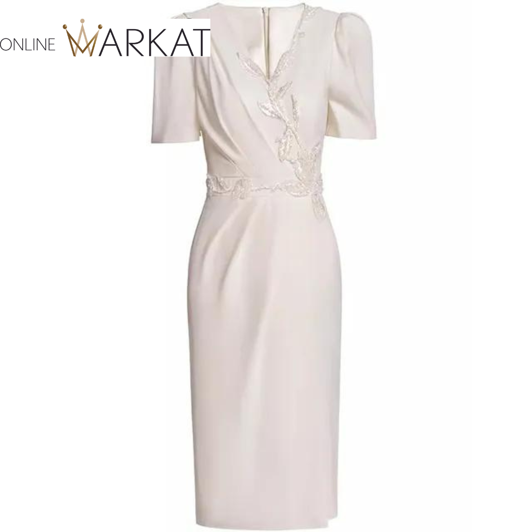 DRESS STYLE - SY1279-Midi Dress-onlinemarkat-Ivory-XS - US 2-onlinemarkat