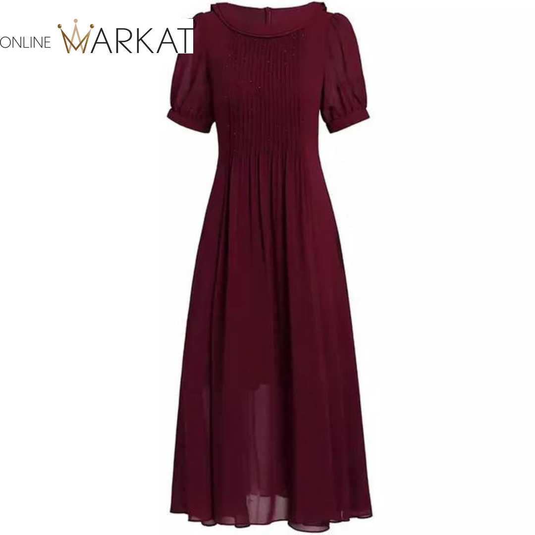 DRESS STYLE - SY1151-Midi Dress-onlinemarkat-Claret-XL - US 10-onlinemarkat