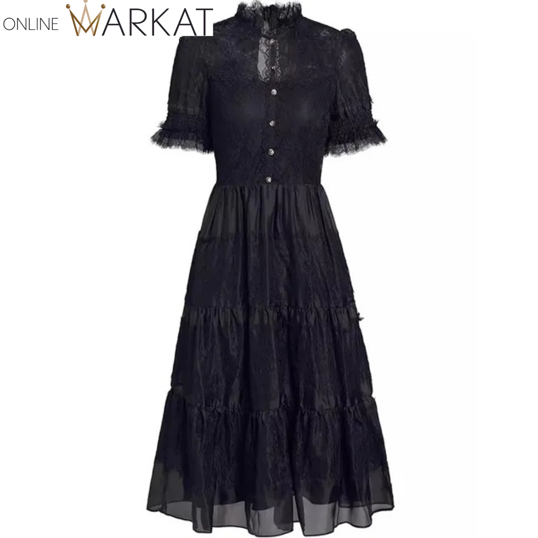 DRESS STYLE - SY1123-Midi Dress-onlinemarkat-Black-XS - US 2-onlinemarkat