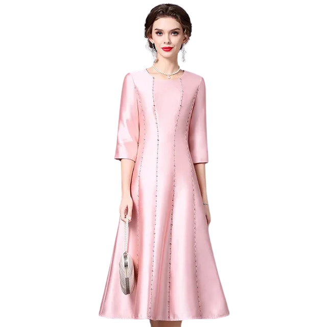 DRESS STYLE - SY1621-Midi Dress-onlinemarkat-Pink-S - US 4-onlinemarkat