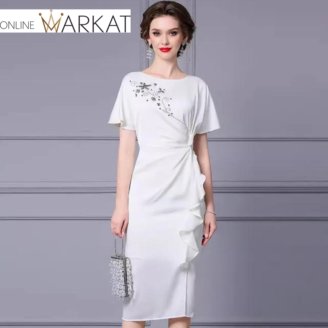 DRESS STYLE - SY1152-Midi Dress-onlinemarkat-Creamy-White-XS - US 2-onlinemarkat