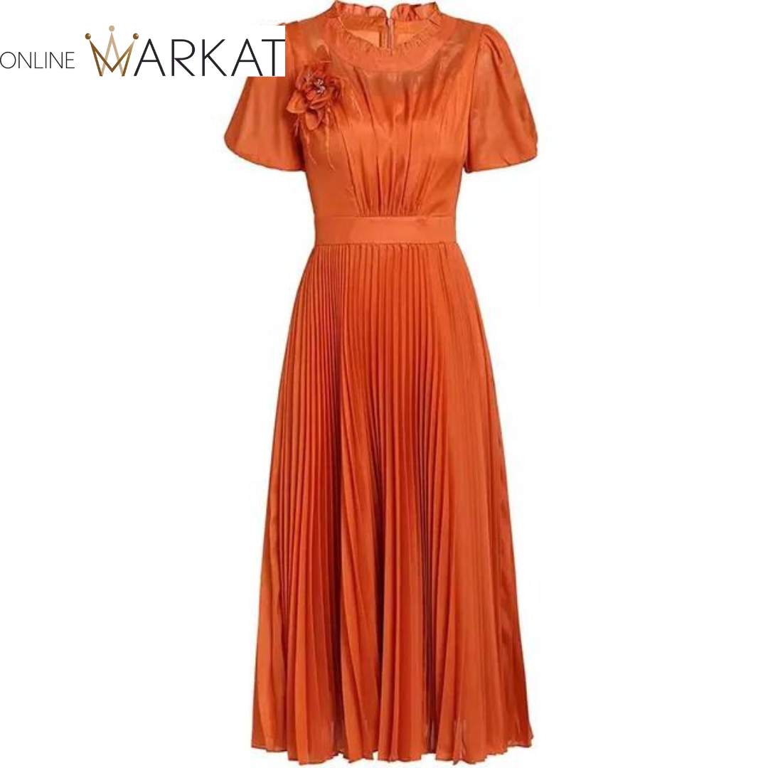 DRESS STYLE - SY1166-Midi Dress-onlinemarkat-Orange-M - US 6-onlinemarkat