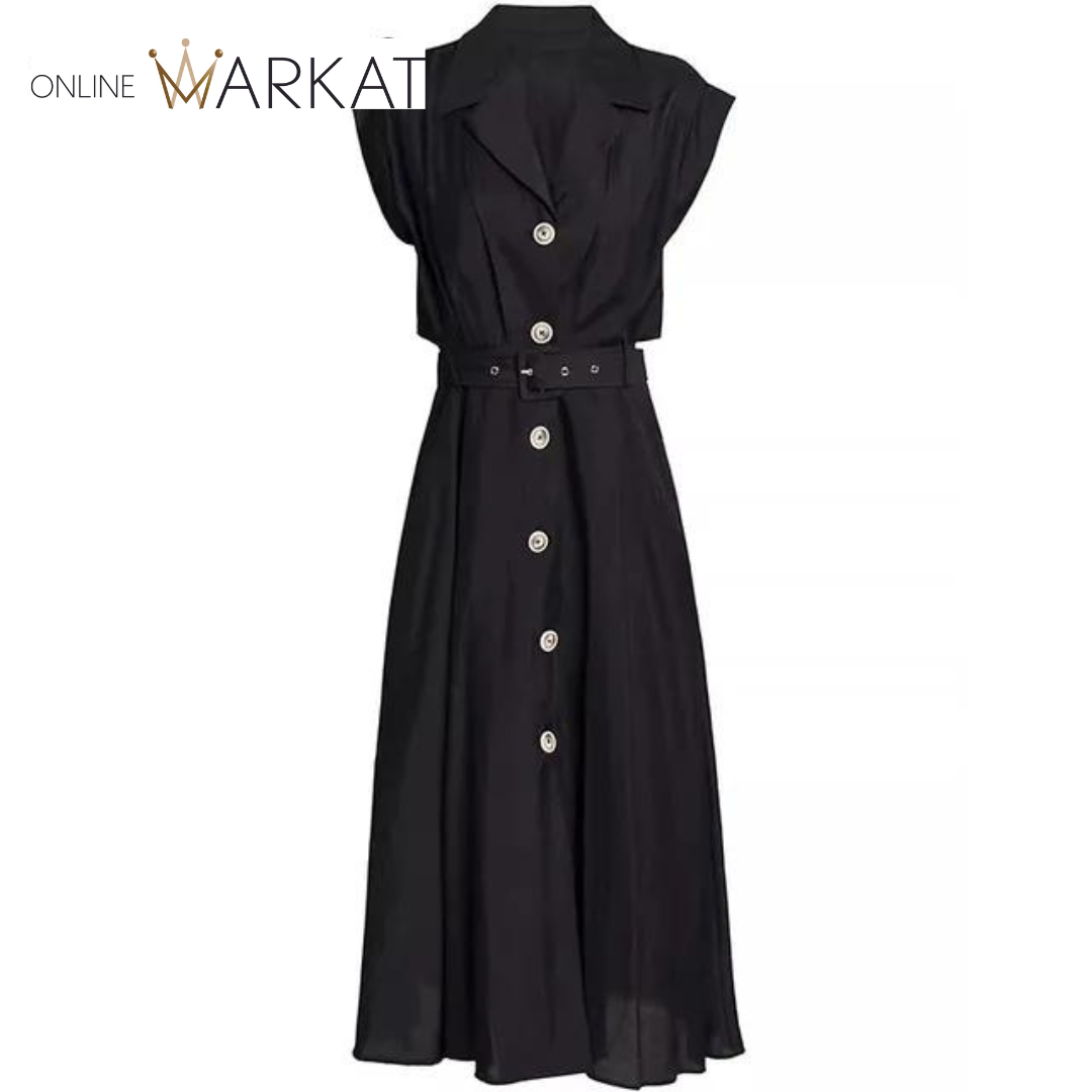 DRESS STYLE - SY1278-Midi Dress-onlinemarkat-Black-XS - US 2-onlinemarkat