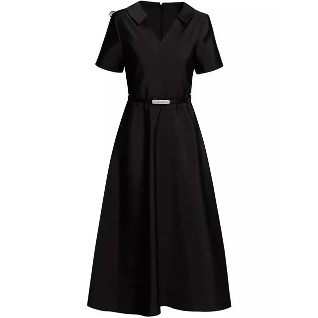 DRESS STYLE - SY1119-Midi Dress-onlinemarkat-Black-S - US 4-onlinemarkat