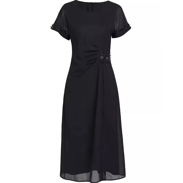 DRESS STYLE - SY1115-Midi Dress-onlinemarkat-Black-L - US 8-onlinemarkat