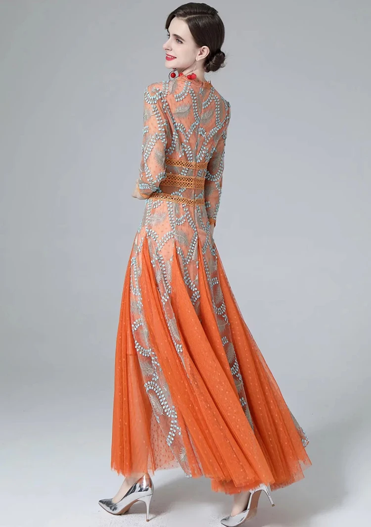 DRESS STYLE - SY1731-maxi dress-onlinemarkat-Orange-XS - US 2-onlinemarkat