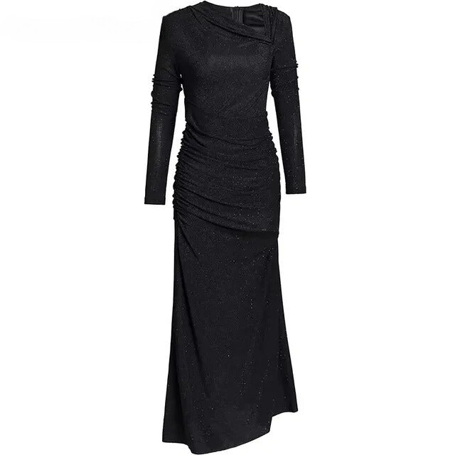 DRESS STYLE - SY1703-Midi Dress-onlinemarkat-Black-XS - US 2-onlinemarkat